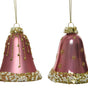 3" Pink & Gold Pearl Glass Bell Ornament