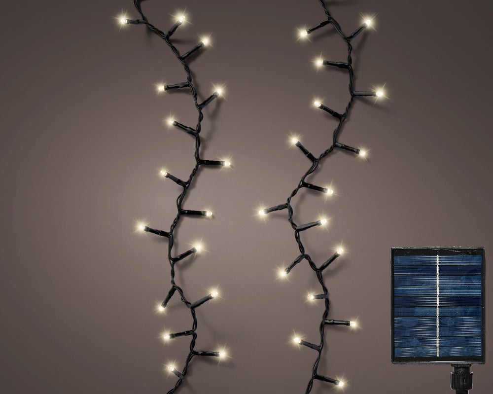 74 FT 1000 LED Warm White Solar Compact Lights With Black Wire
