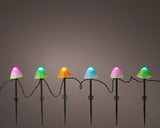 8" 20 LED Multi Mushroom Stakes With Black Wire