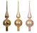 12" Gold Glitter Finial Tree Topper Assortment Of 3