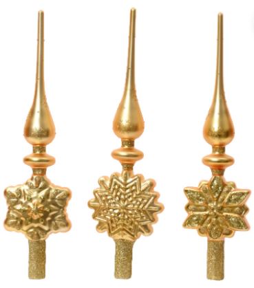 13.7" Gold Finial Tree Topper Assortment Of 3