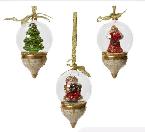 7" Gold Dome Glass Ornament Assorted
