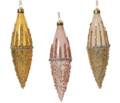 2.3" Pink & Gold Glitter Glass Assorted Ornament