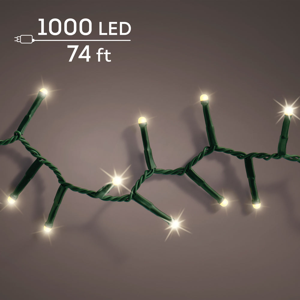 74 FT 1000 LED Warm White Compact Lights With Green Wire