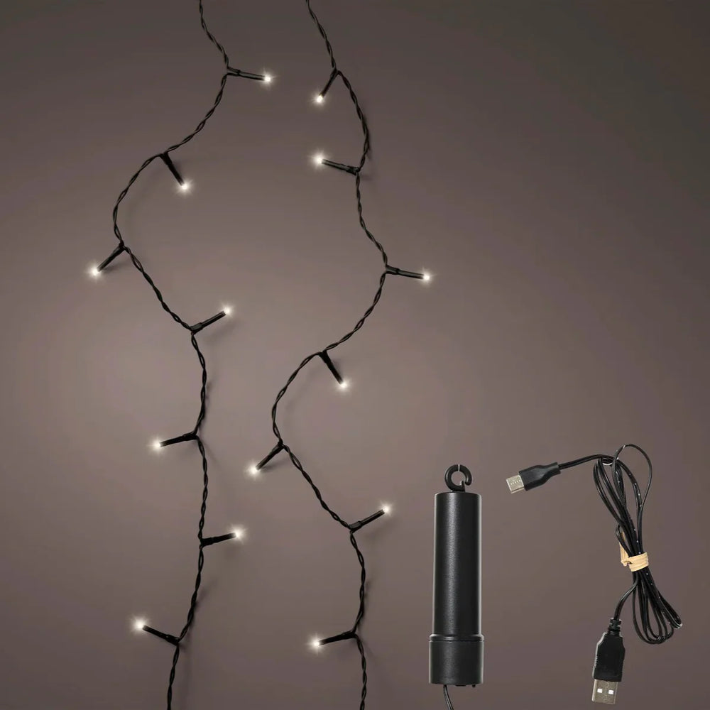 12 FT 50 LED Warm White Twinkle Lights With Black Wire Duracharge