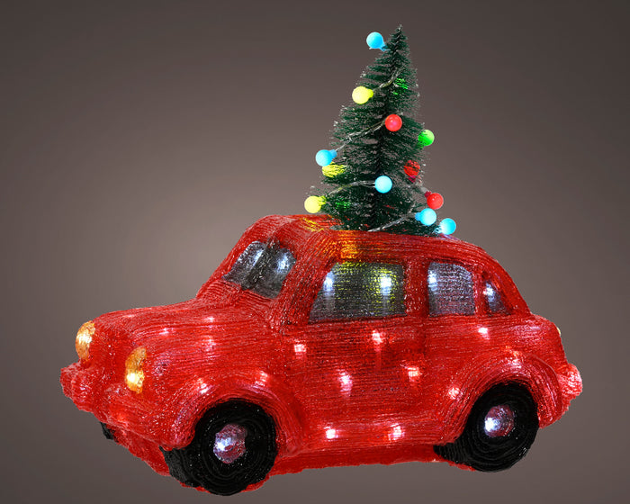 15" 80LED Red Car with Christmas Tree