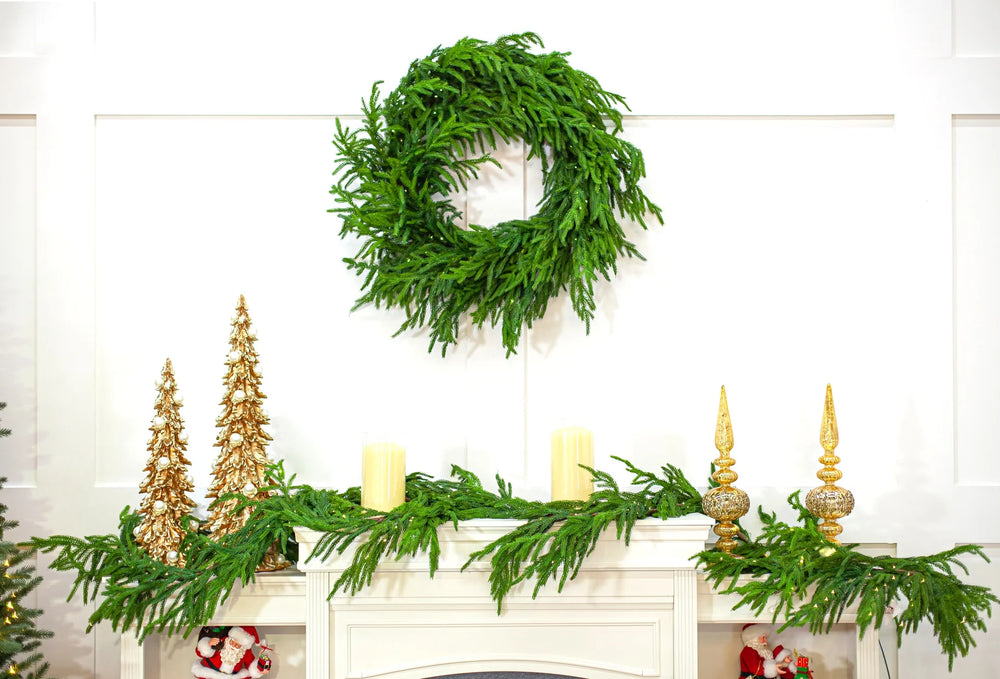 9 FT Norfolk Garland 150LED Battery Operated