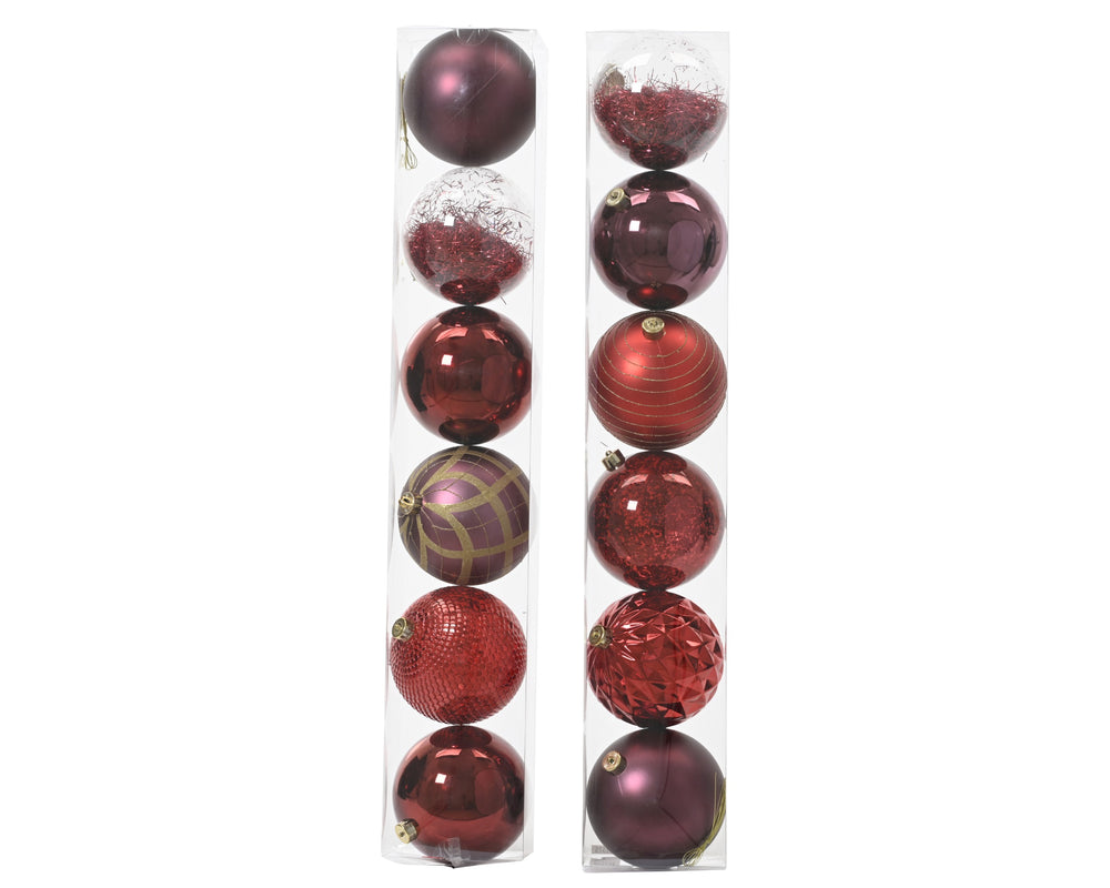 6" Shiny & Matte Shatterproof Ball Ornament Pack Of 6