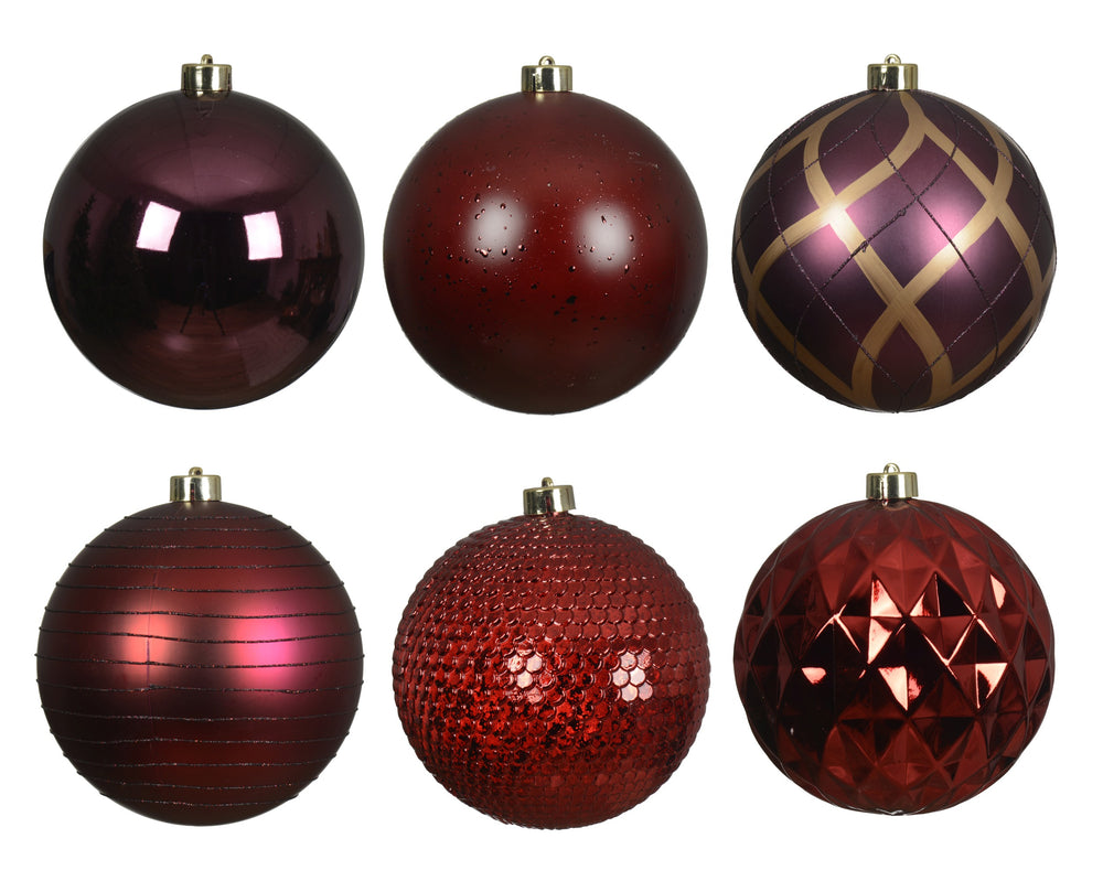 6" Shiny & Matte Shatterproof Ball Ornament Pack Of 6