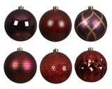 6" Shiny & Matte Shatterproof Ball Ornament Pack Of 6