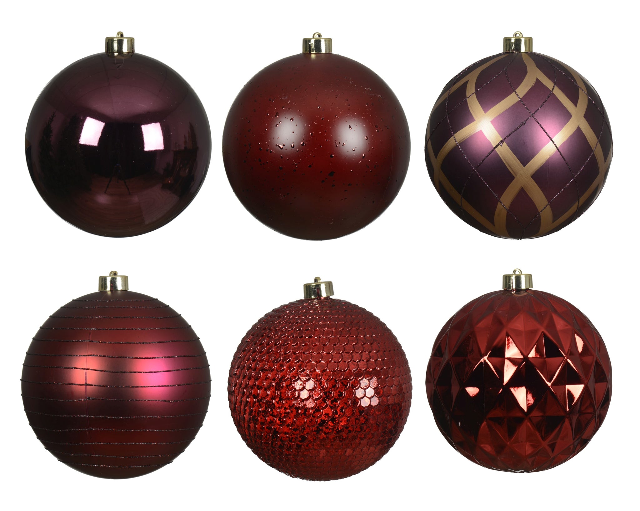 6" Shiny & Matte Shatterproof Ball Ornament Pack Of 6