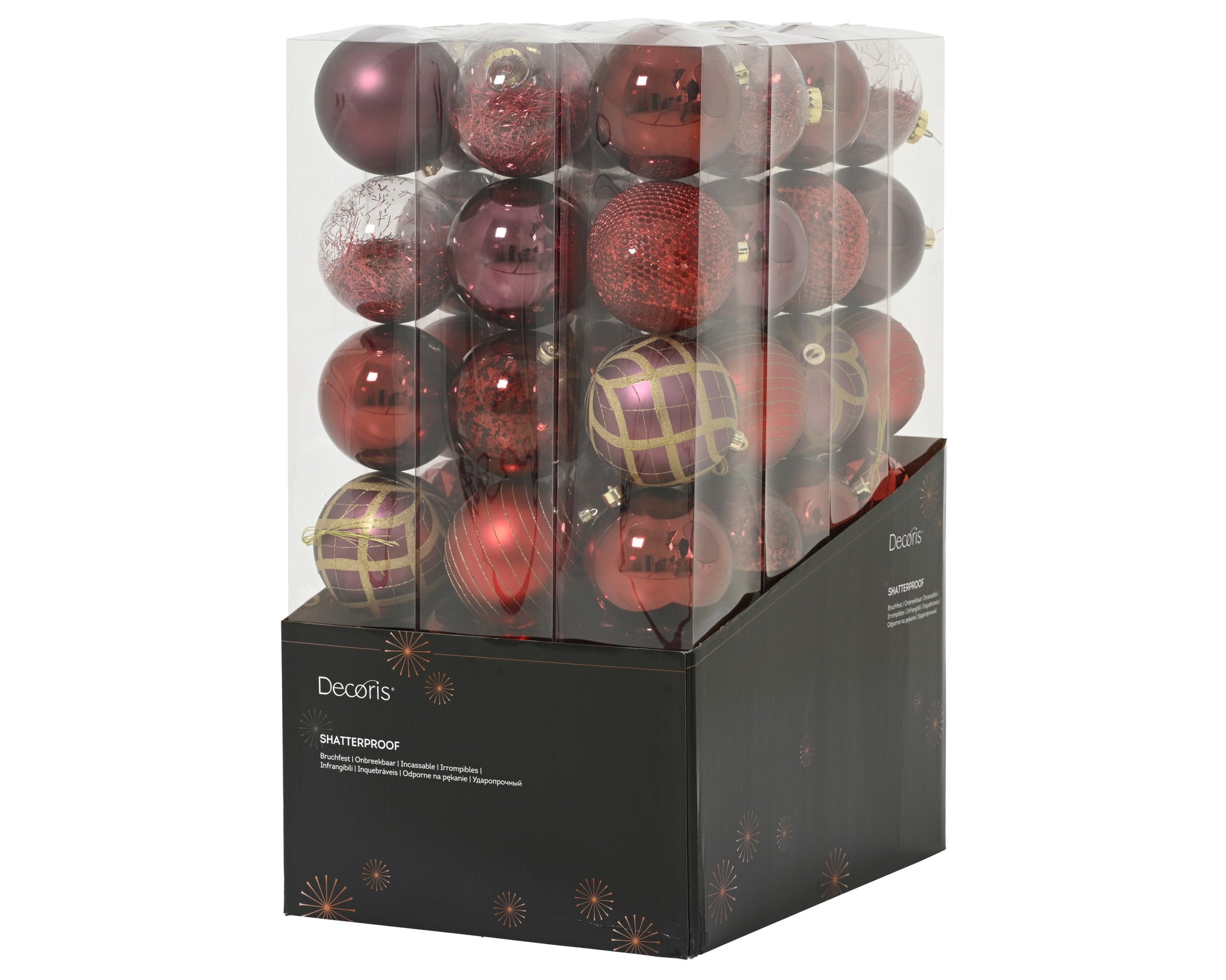 6" Shiny & Matte Shatterproof Ball Ornament Pack Of 6