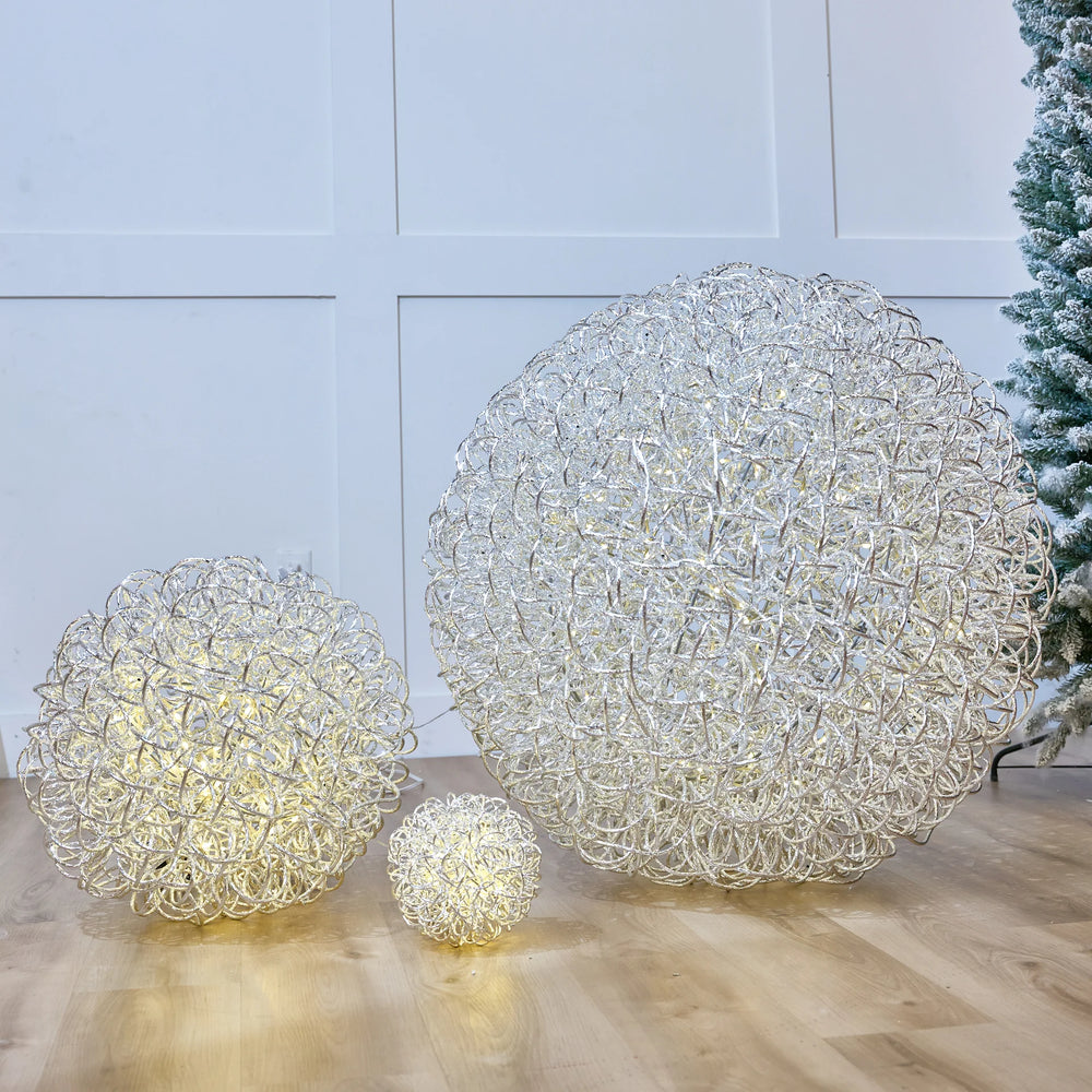 1.6 FT 100 LED Warm White Silver Ball