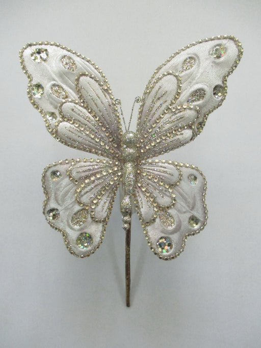 9" Platinum Glitter Butterfly