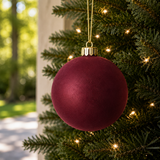 5" Burgundy Velvet Ball Ornament Set Of 3