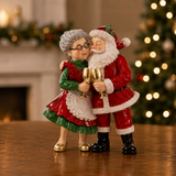 10" Santa & Mrs. Claus Drinking Champagne