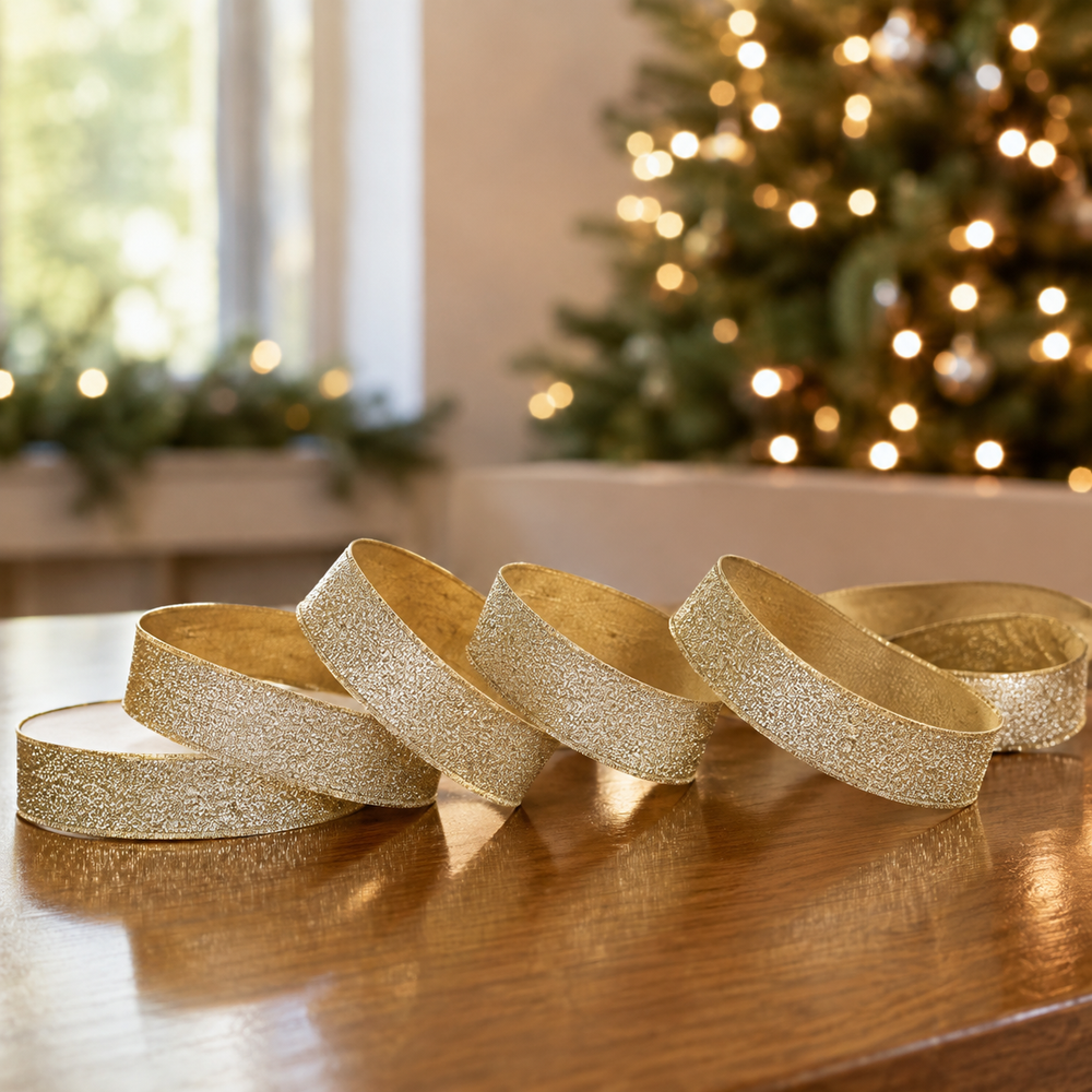 1" X 10YD Champagne Shimmer Glitter Ribbon