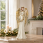 24" Ivory Angel With Gold Wings & Garland