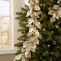4 FT Champagne & Gold Glitter Beaded Fruited Magnolia Garland