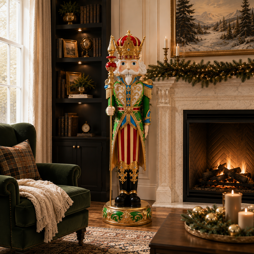 5 FT Green & Gold King Nutcracker With Staff