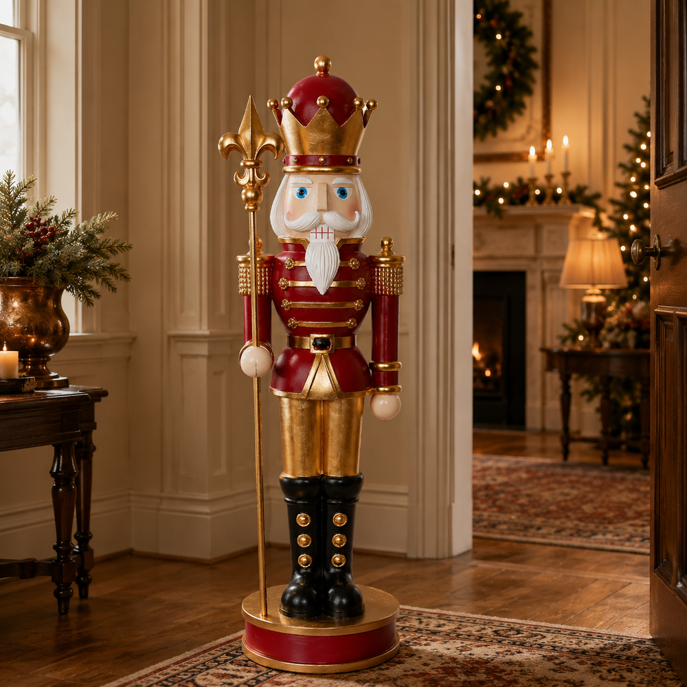 36" Red & Gold Nutcracker With Sceptre