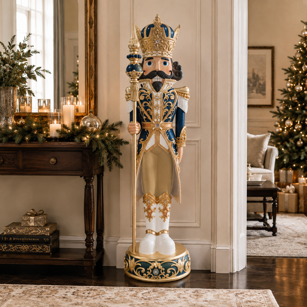 8 FT Blue & Gold Nutcracker