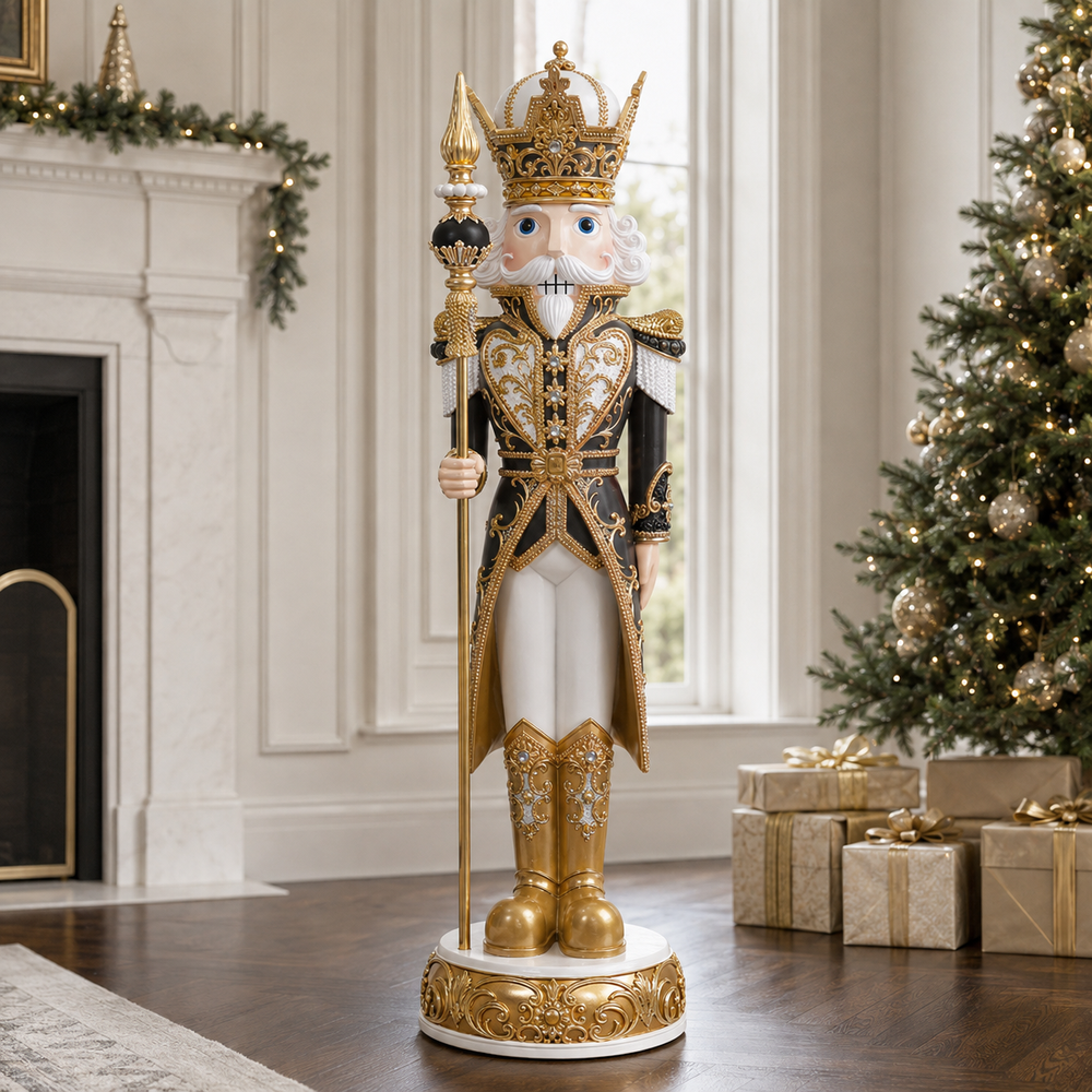 5 FT Black, White & Gold King Nutcracker