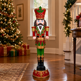 5 FT LED Red & Green Nutcracker With Music Battery Operated