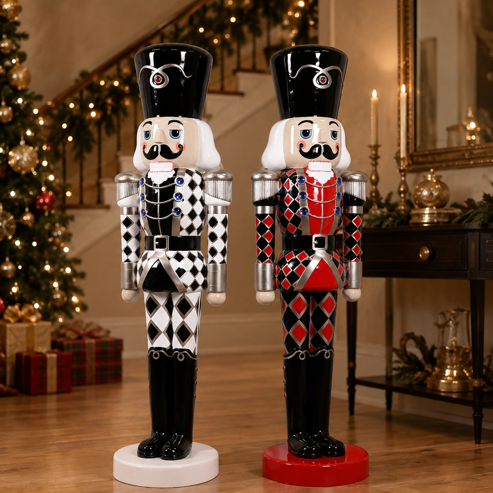 4 FT Checkered Black & White Nutcracker