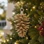7'' Champagne Glitter Iced Pinecone Ornament