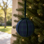 6" Blue Plaid Velvet Ball Ornament