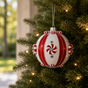 5'' Peppermint Glass Ball Ornament Set Of 2