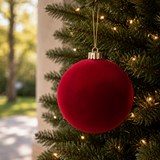 5" Red Velvet Ball Ornament Set Of 3