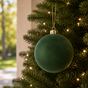 5" Green Velvet Ball Ornament Set Of 3
