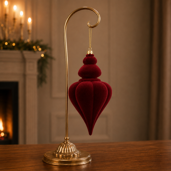 9" Burgundy Velvet Finial