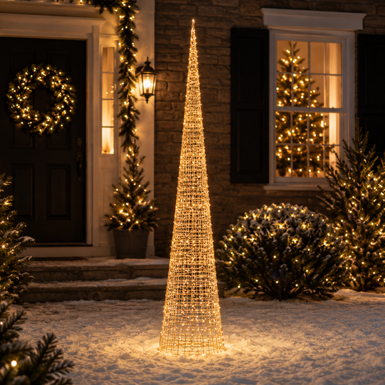 9 FT Rose Gold Cone Tree Micro Warm White LED