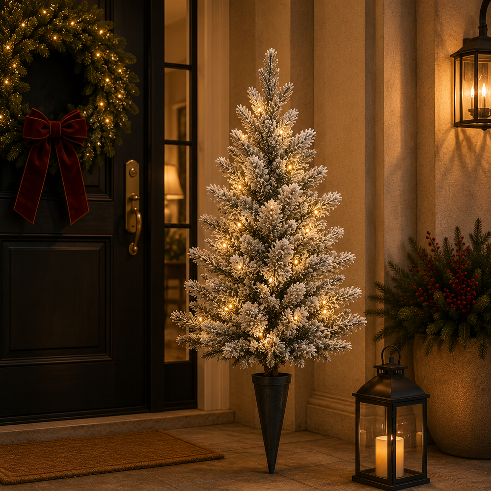 2 FT Allison Pottable Snowy Tree Micro Warm White LED