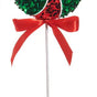 22" Red & Green Glitter Peppermint Swirl Stem