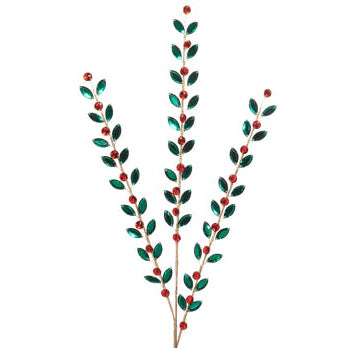 34" Red Green Jewel Leaf Spray