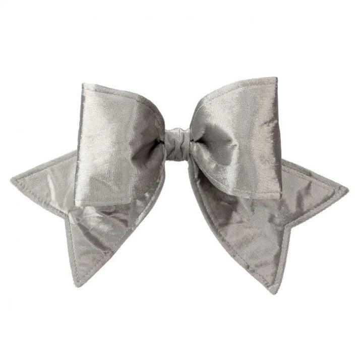 16" Outdoor UV-Resistant Padded Silver Velvet Bow