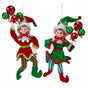 9" Red & Green Pixie Elf Ornament Assorted