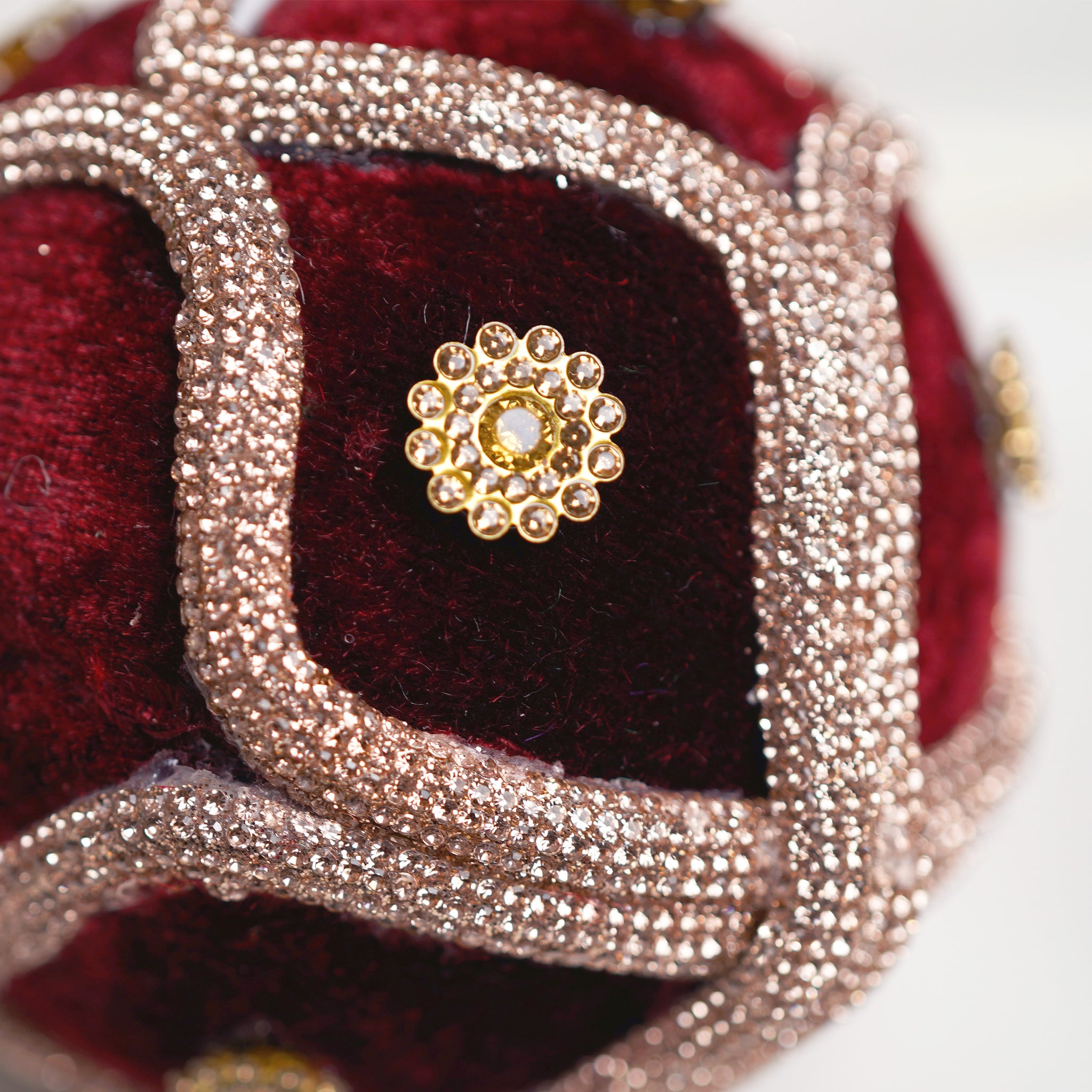 Champagne & Burgundy Opulence Ornament & Ribbon Bundle