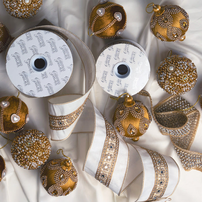 Gold & Pearl Opulence Ornament & Ribbon Bundle