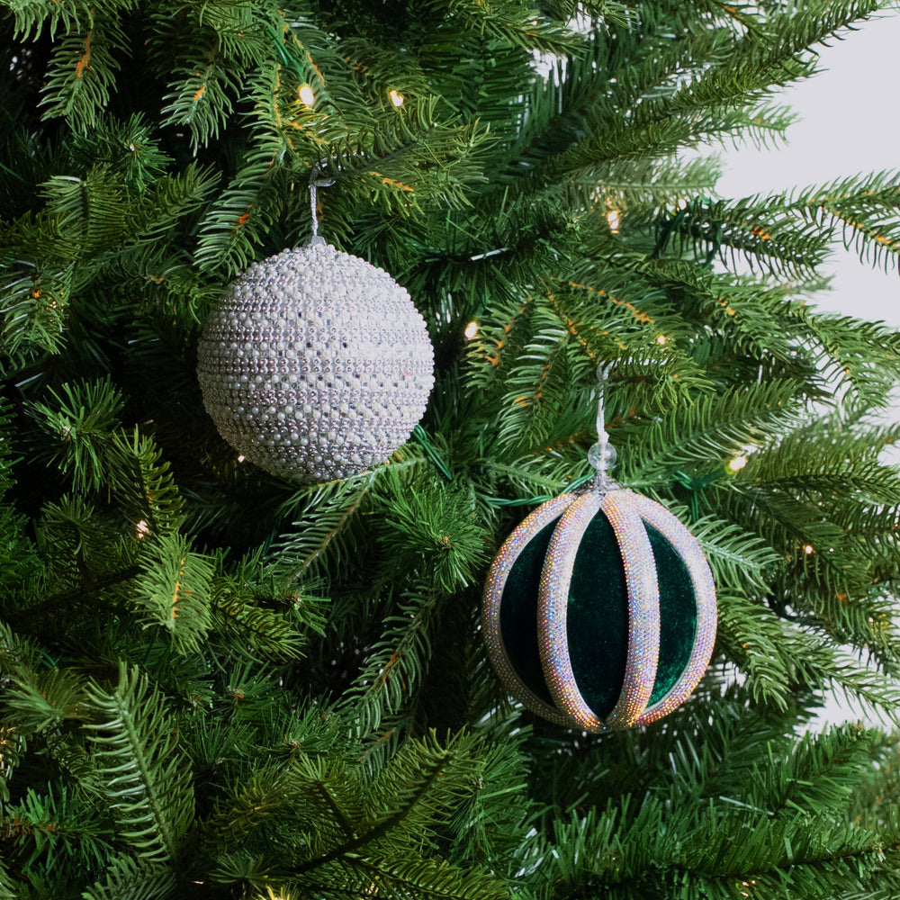 Emerald & Silver Opulence Ornament & Ribbon Bundle