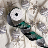 Emerald & Silver Opulence Ornament, Snowflake, & Ribbon Bundle
