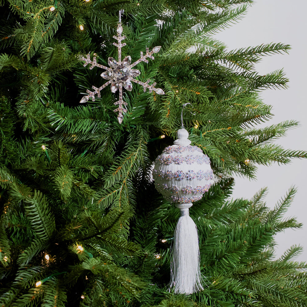 Emerald & Silver Opulence Ornament, Snowflake, & Ribbon Bundle