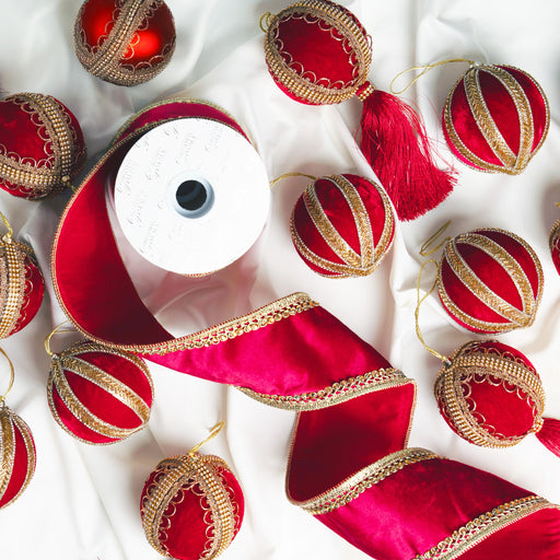 Red & Gold Opulence Ornament & Ribbon Bundle