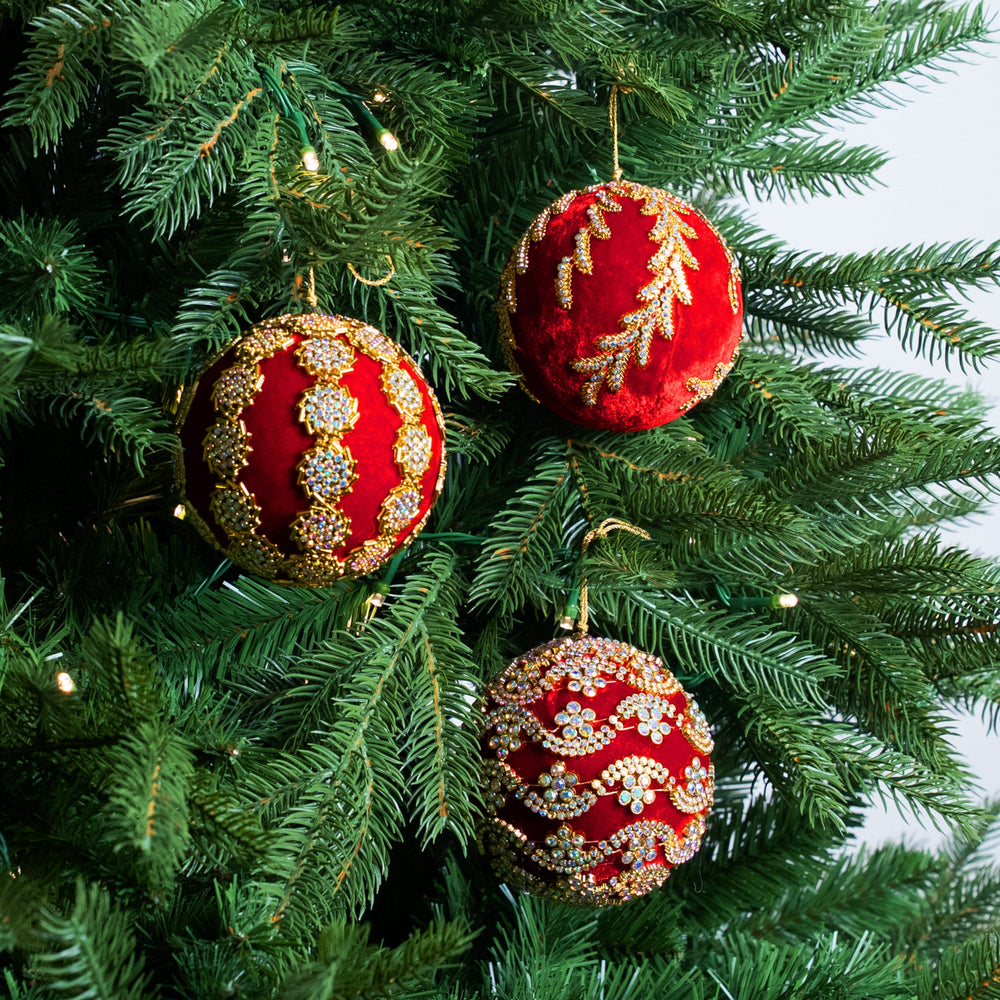 Red & Gold Opulence Ornament & Ribbon Bundle