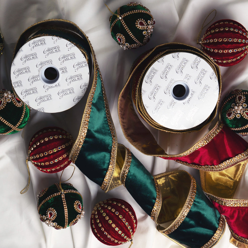 Red & Green Opulence Ornament & Ribbon Bundle