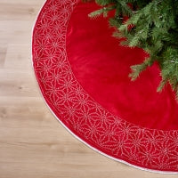 Red, White, & Silver Opulence Ornament, Ribbon, & Tree Skirt Bundle